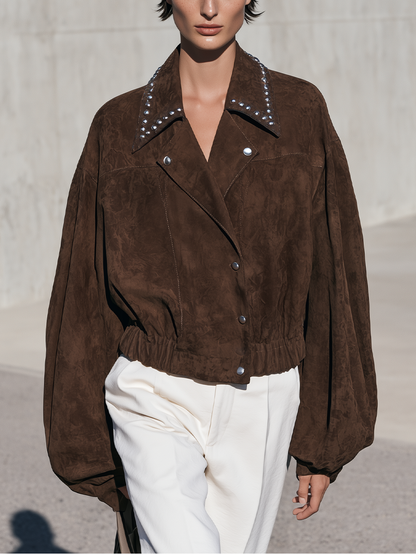 Women's Brown Balloon Sleeve Jacket – ModClo