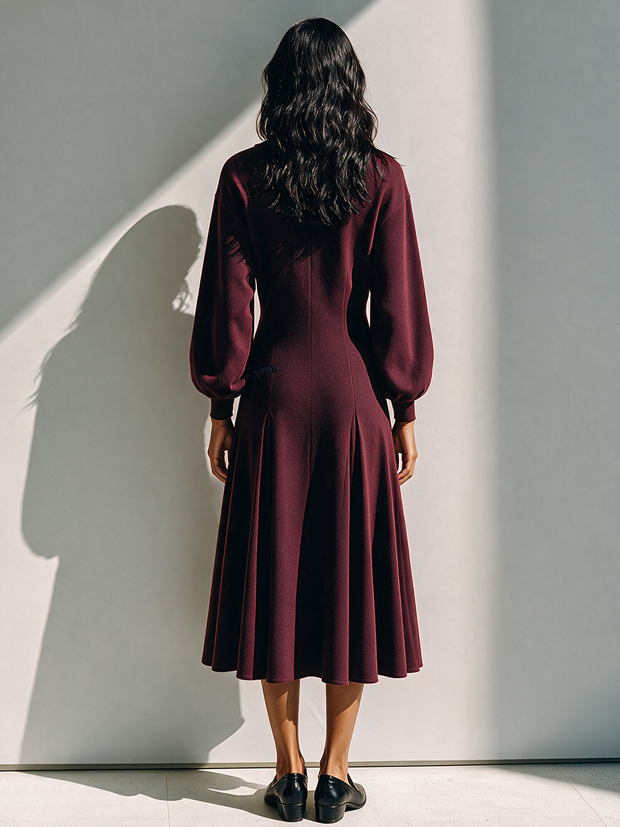 Women's Red Neck Defined Midi Dress – ModClo