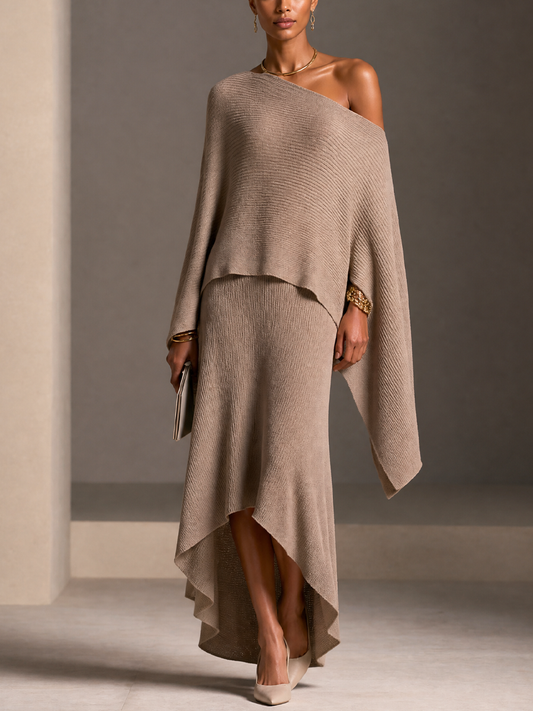 Women's Knit Asymmetric Skirt Set – ModClo