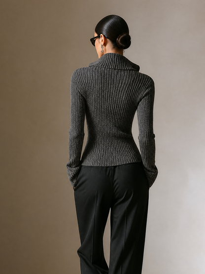 Women's Cut-Out Zip Front Knit Top – ModClo
