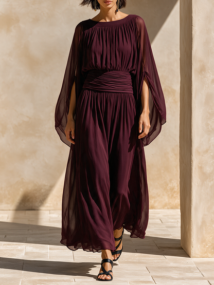 Women's Chiffon Cape Sleeve Maxi Dress – ModClo