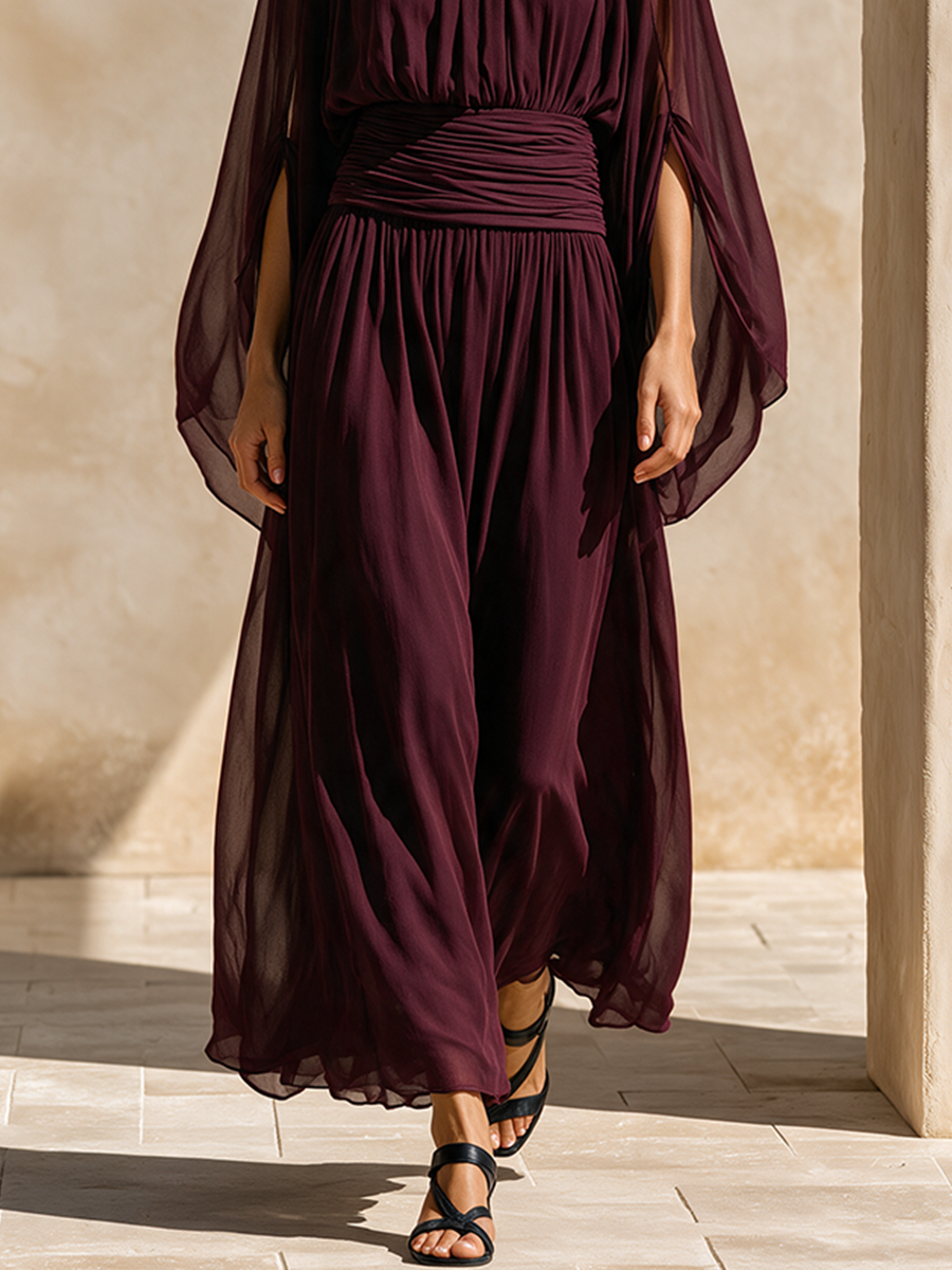 Women's Chiffon Cape Sleeve Maxi Dress – ModClo