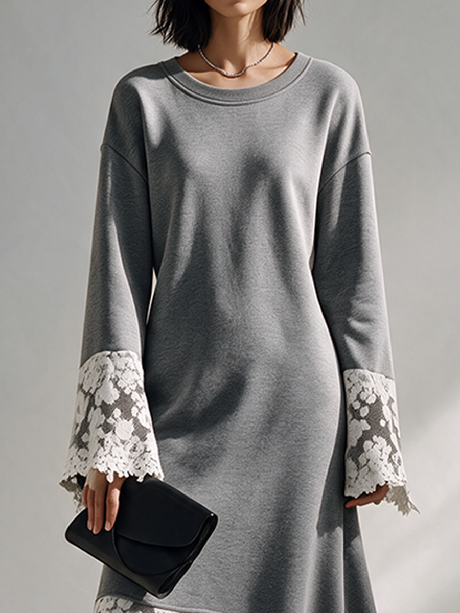 Women's Grey Cotton Asymmetric Dress – ModClo