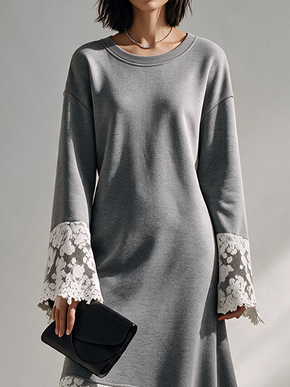 Women's Grey Cotton Asymmetric Dress – ModClo