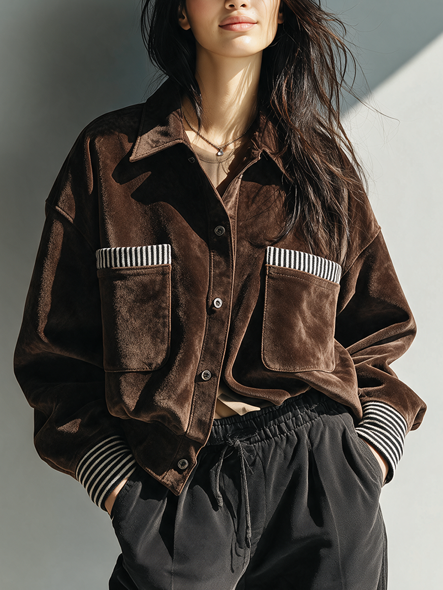 Women's Lapel Striped Jacket – ModClo