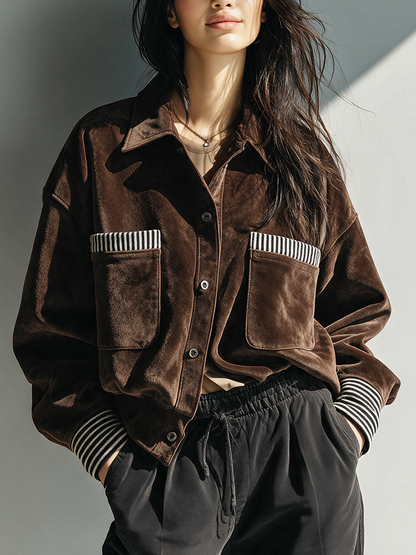 Women's Lapel Striped Jacket – ModClo