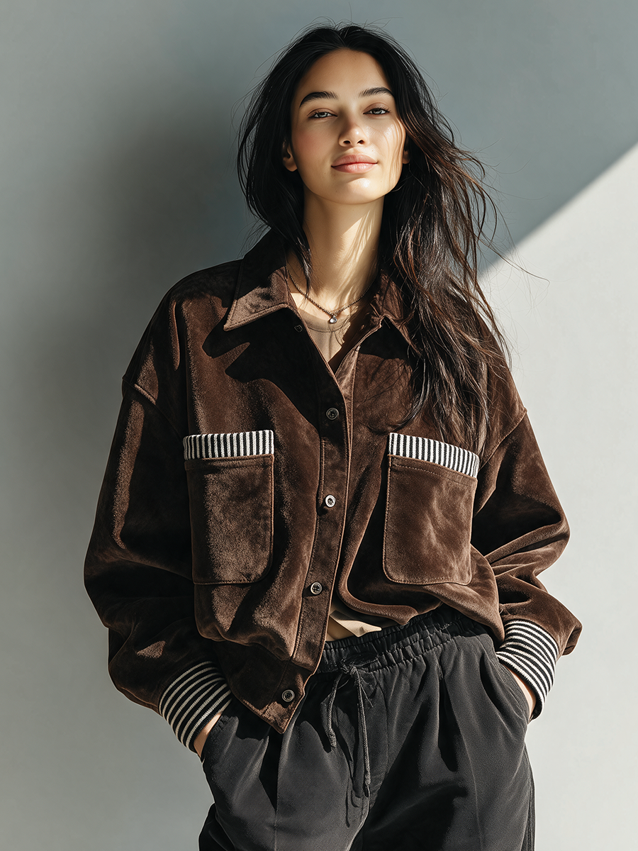 Women's Lapel Striped Jacket – ModClo
