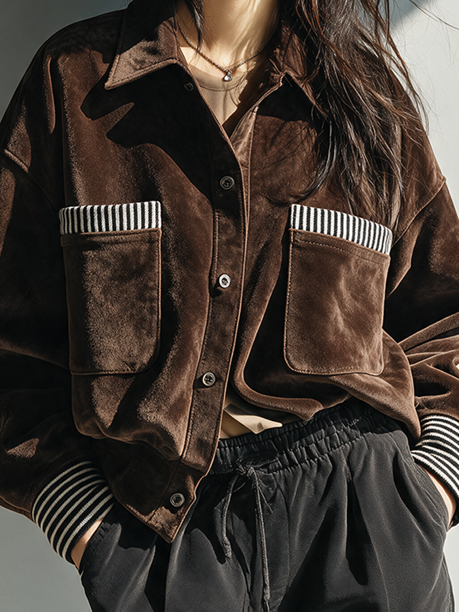 Women's Lapel Striped Jacket – ModClo