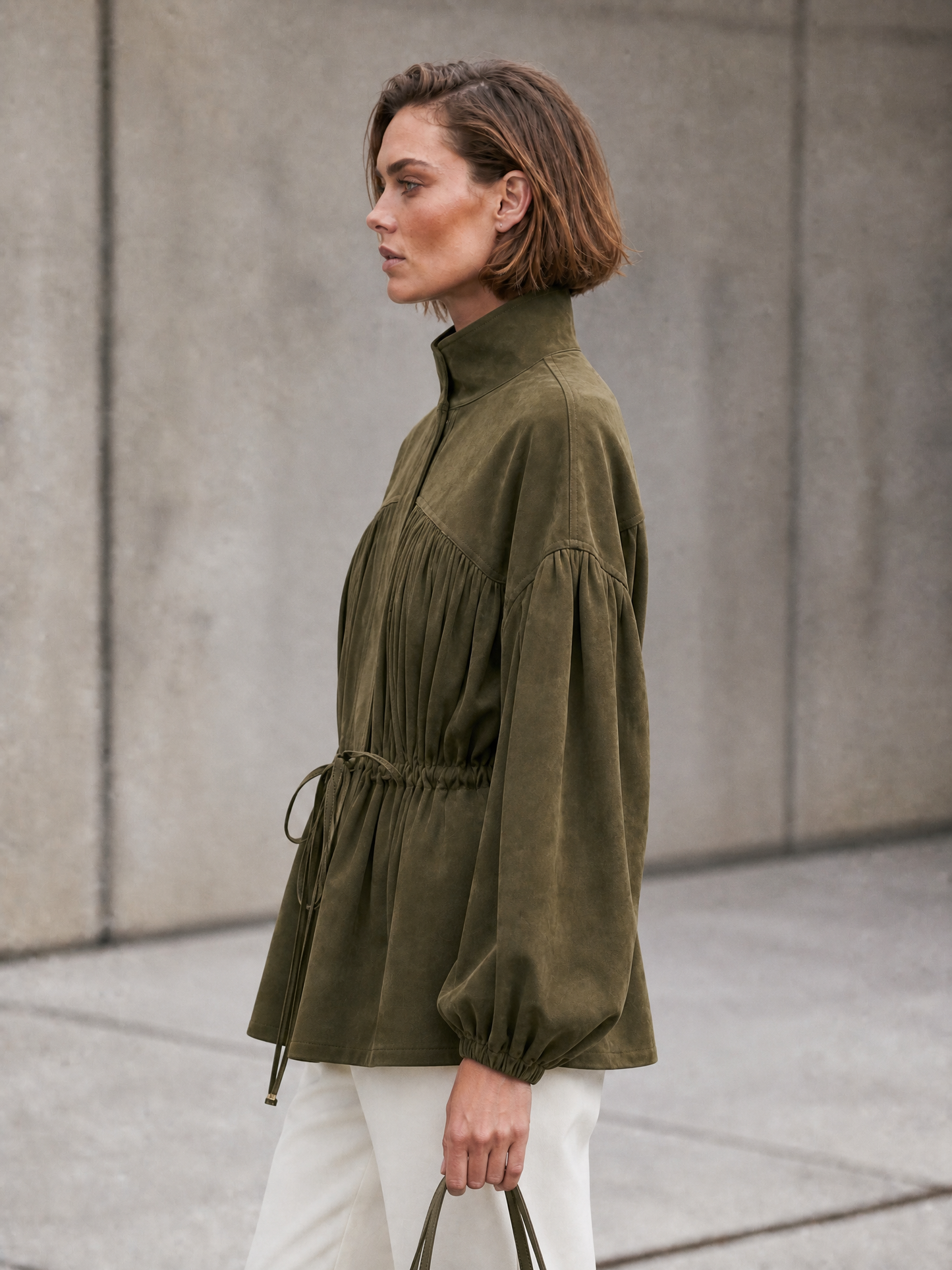 Women's Olive Drawstring Jacket – ModClo