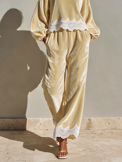 Women's Velvet Lace Detail Two-Piece Set – ModClo