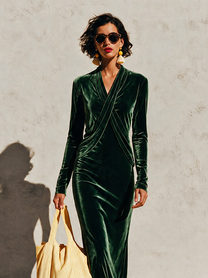 Women's Velvet Wrap Maxi Dress – ModClo