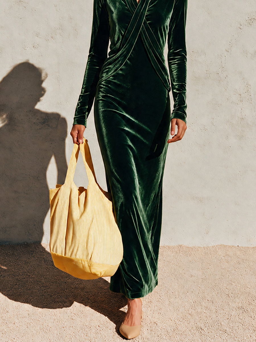 Women's Velvet Wrap Maxi Dress – ModClo