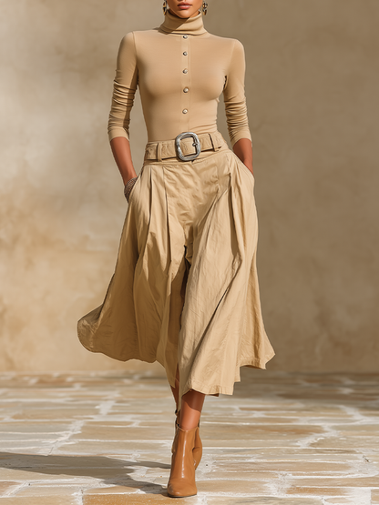 Women's Pleated Belted Two-Piece Set – ModClo