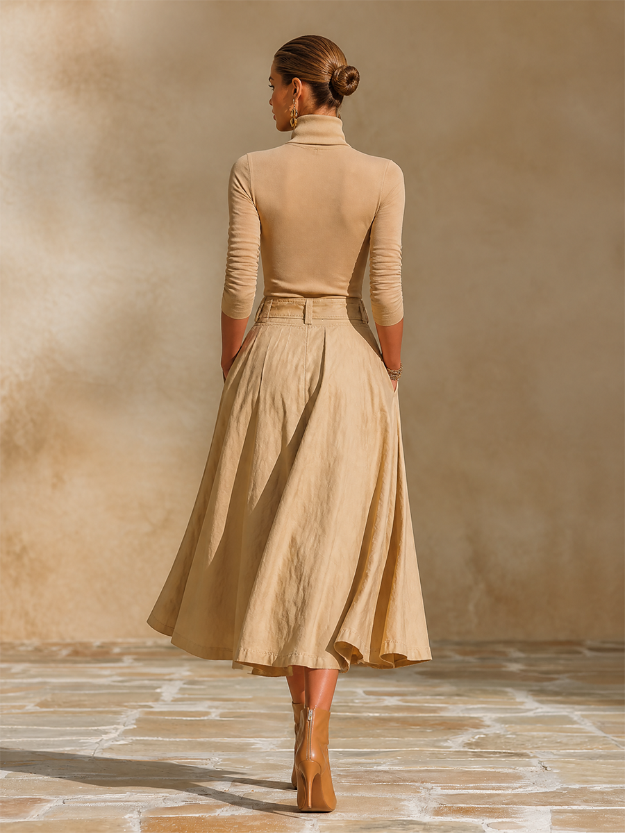 Women's Pleated Belted Two-Piece Set – ModClo