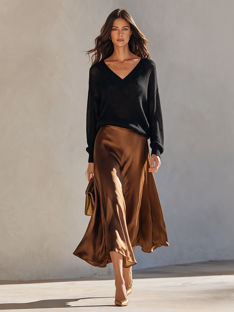 Women's Knit Neck Top Skirt Set – ModClo