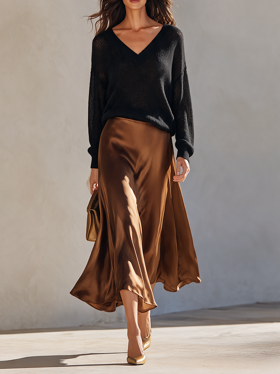 Women's Knit Neck Top Skirt Set – ModClo