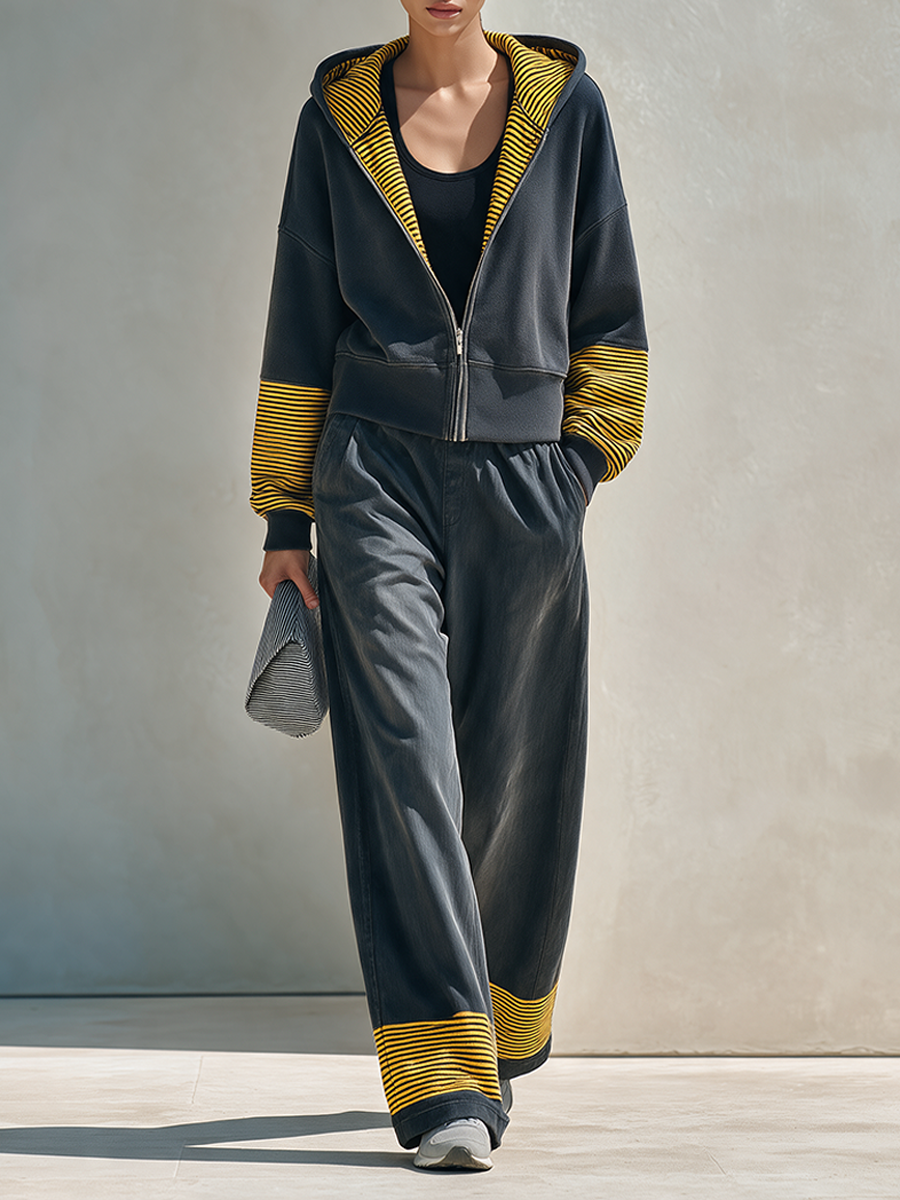Women's Hooded Striped Trouser Set – ModClo