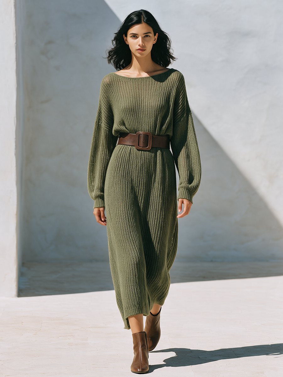 Women's Knit Long Sleeve Maxi Dress – ModClo