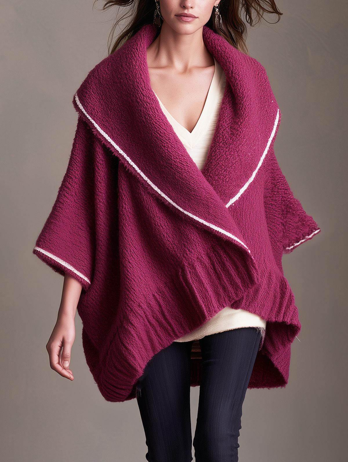 Women's Magenta Long-Sleeve Knit Cardigan – ModClo