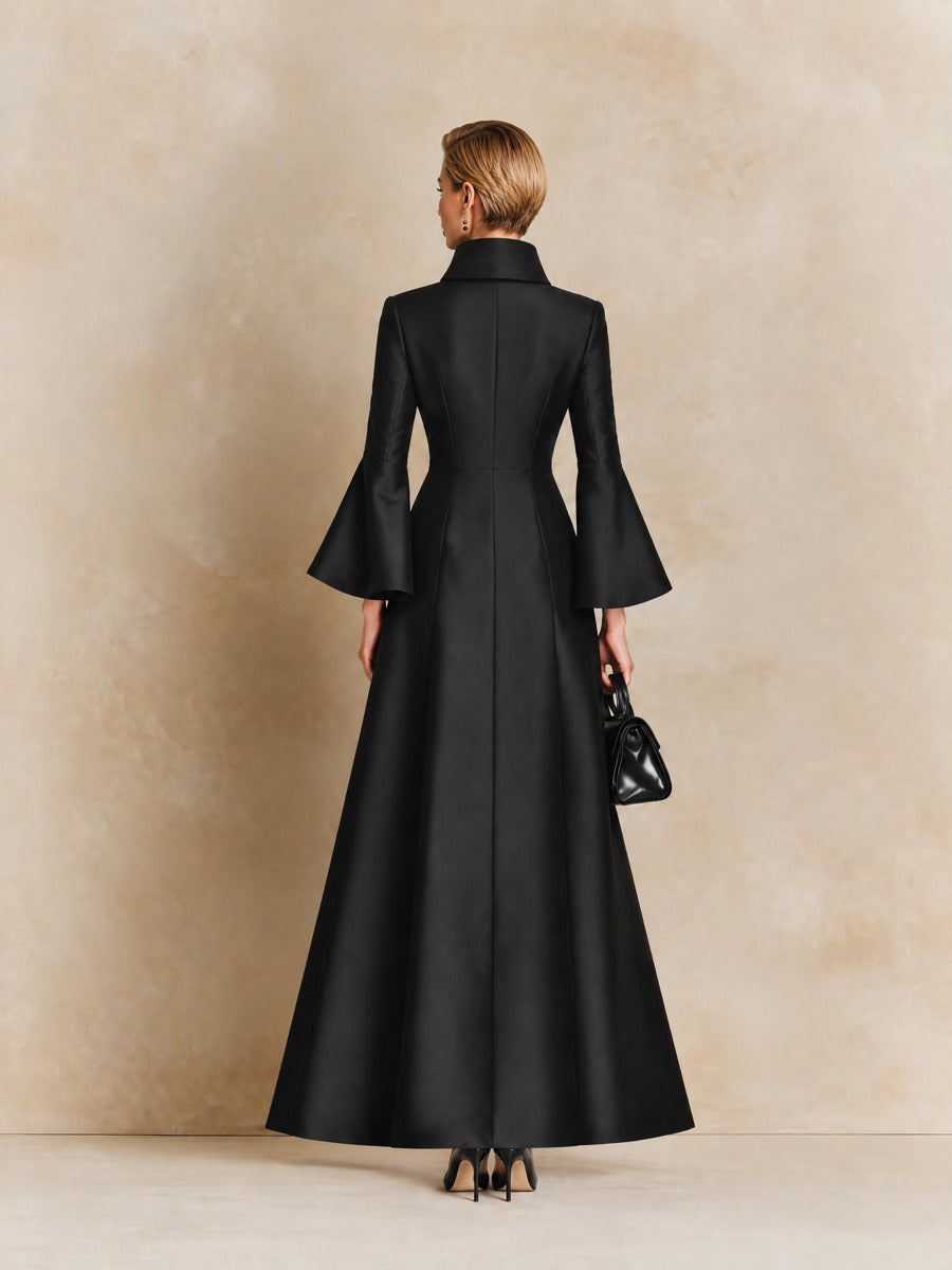 Women's Elegant High-Collar Bell Sleeve Maxi Dress – ModClo
