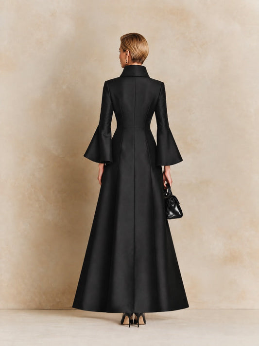 Women's Elegant High-Collar Bell Sleeve Maxi Dress – ModClo