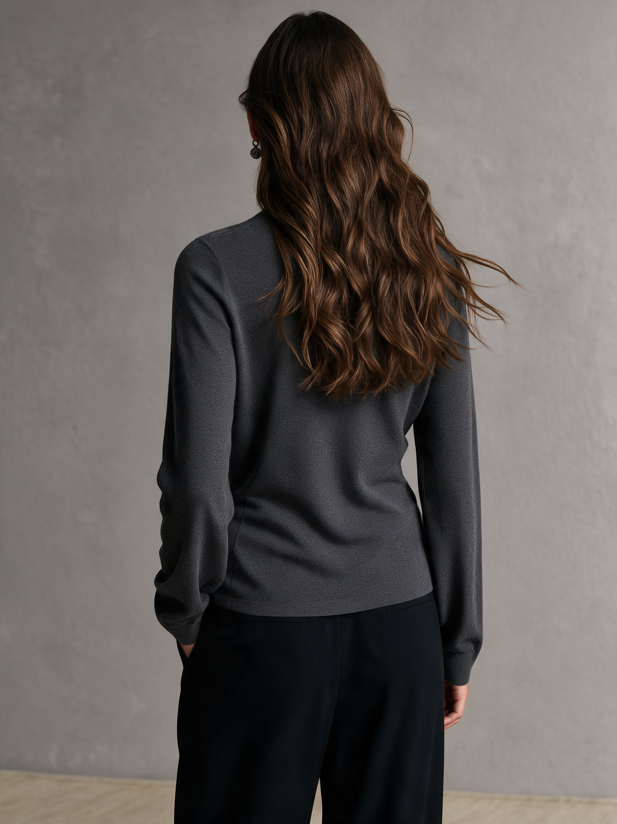 Women's Versatile Grey Stretch Knit Long-Sleeve Cardigan – ModClo