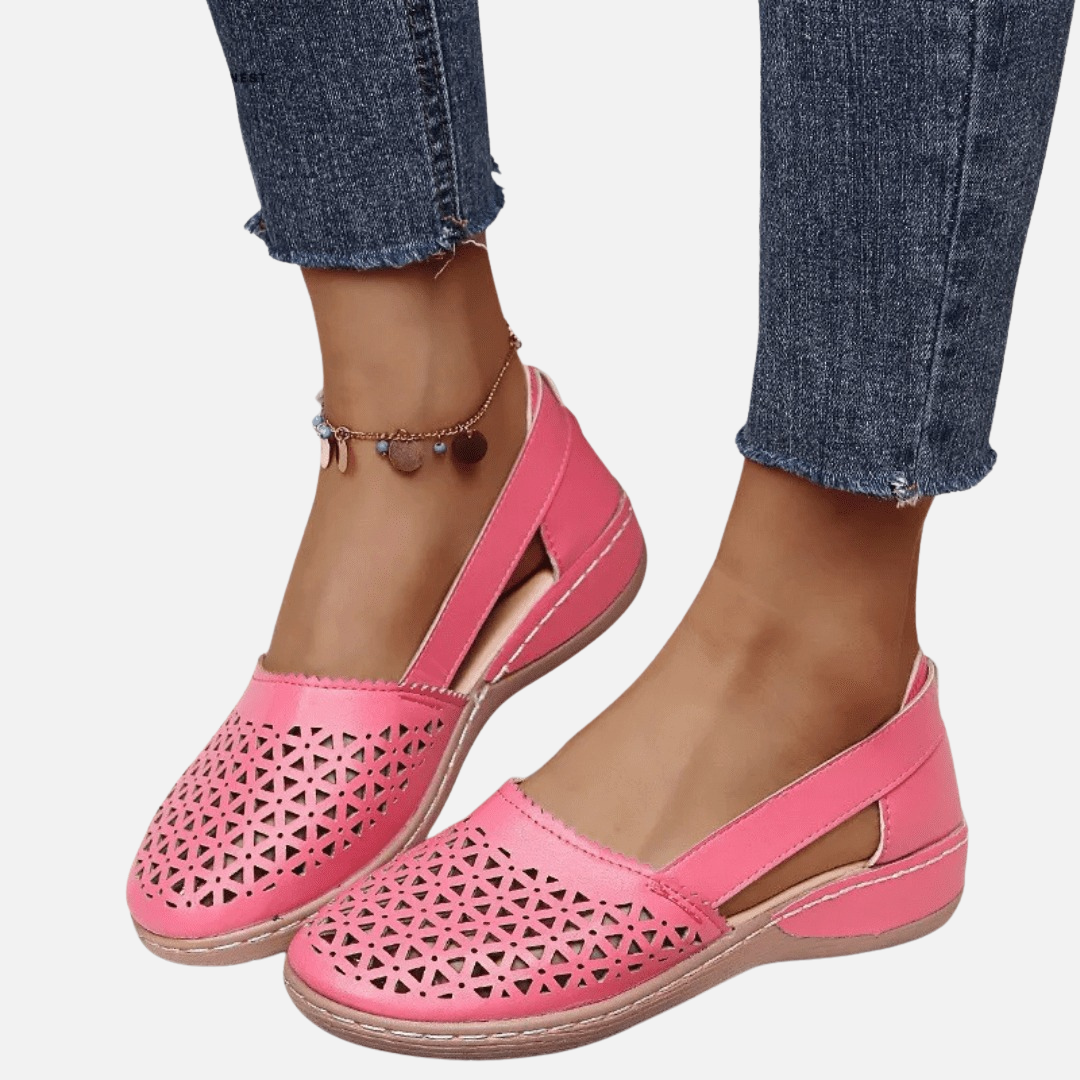 Women's Perforated Slip-On Wedge Flats Cutout