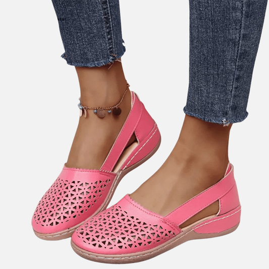 Women's Perforated Slip-On Wedge Flats Cutout
