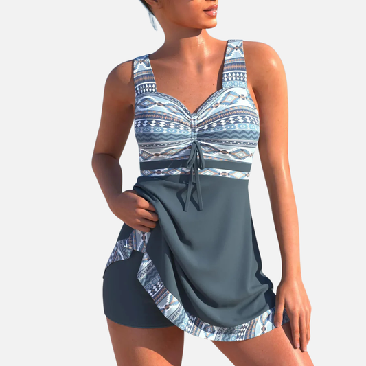 Women's Printed Tankini Swimdress Set Modest