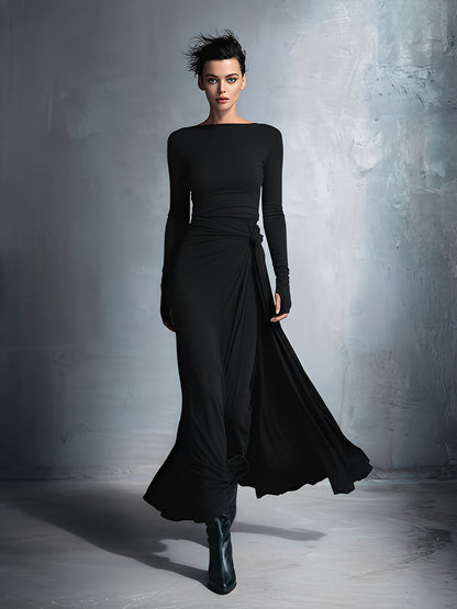 Women's Grey Stretch Wrap Maxi Dress – ModClo