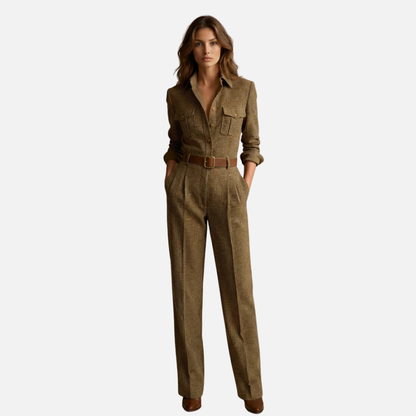 Women's Plaid Belted Utility Jumpsuit