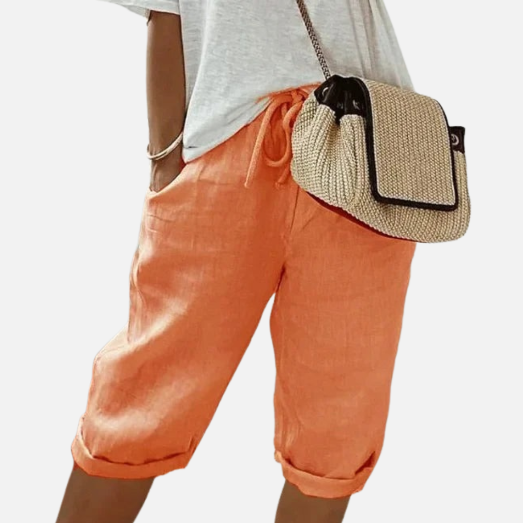 Women's Linen Bermuda Shorts Drawstring Waist