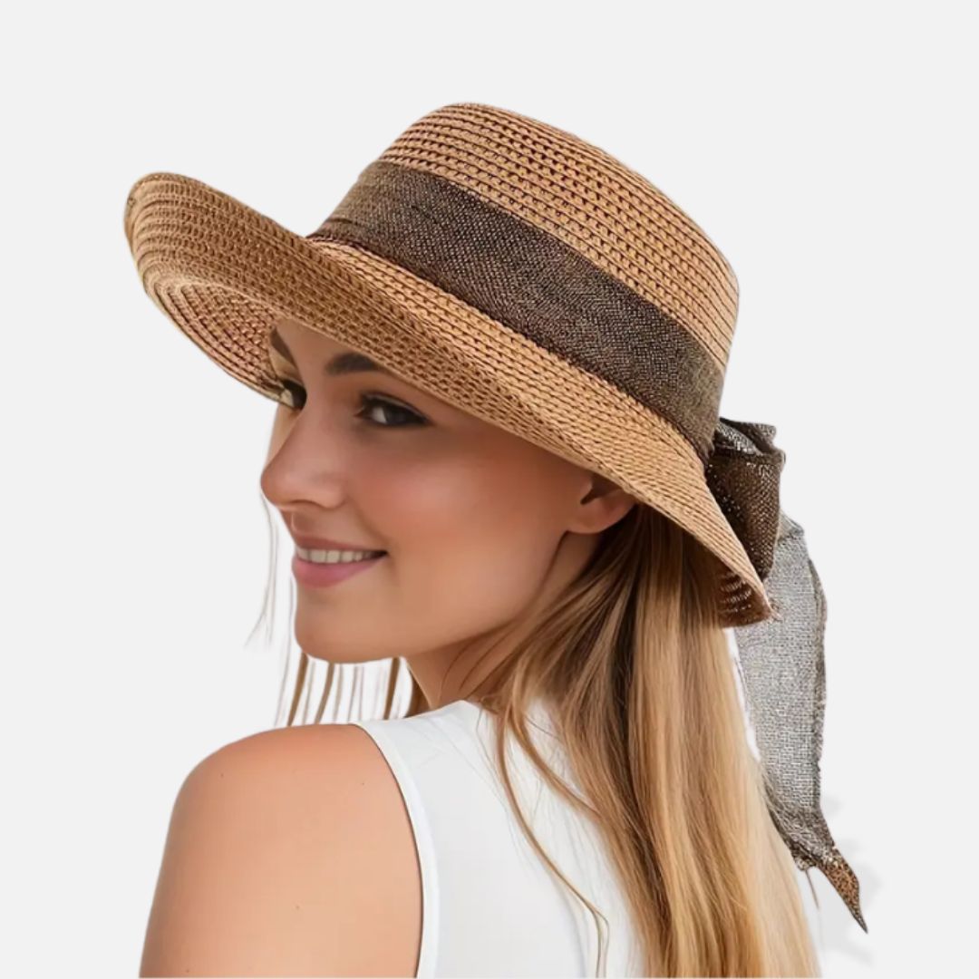 Sun Hat with Bow Wide Brim Beach