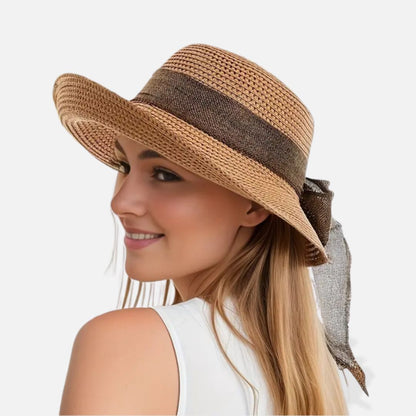 Sun Hat with Bow Wide Brim Beach