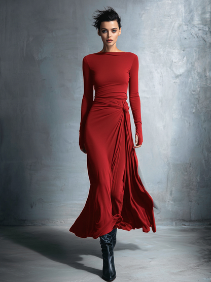 Women's Grey Stretch Wrap Maxi Dress – ModClo