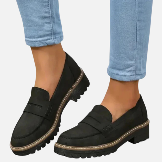 Women's Chunky Lug Sole Penny Loafers – Suede