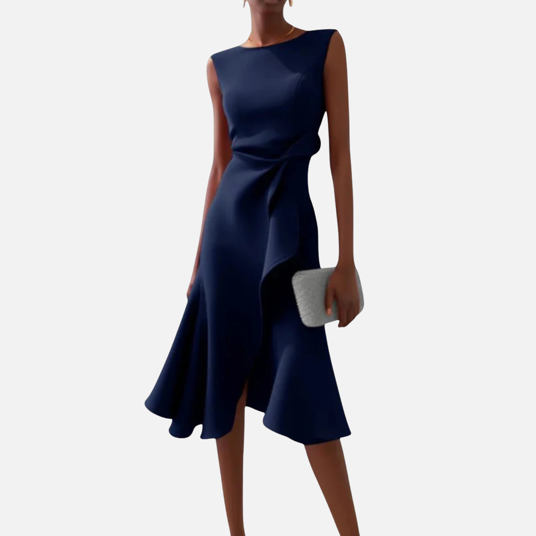 Women's Elegant Ruffle Cocktail Midi Dress
