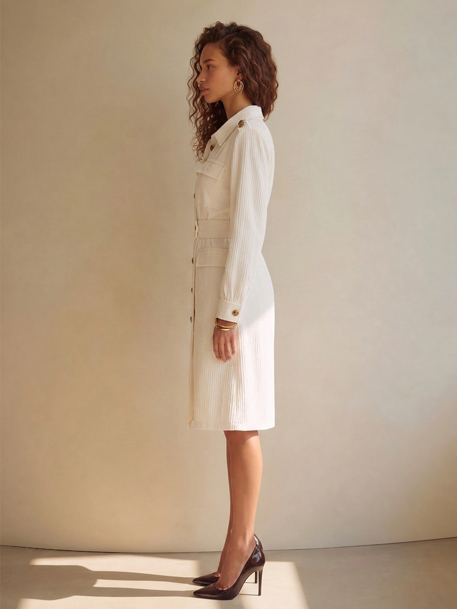 Women's Long Sleeve Belted Cargo Midi Dress – ModClo
