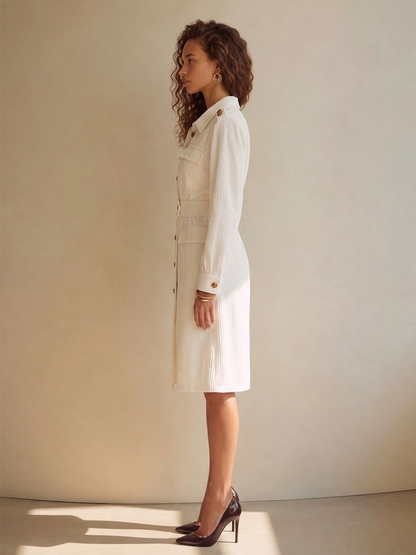 Women's Long Sleeve Belted Cargo Midi Dress – ModClo