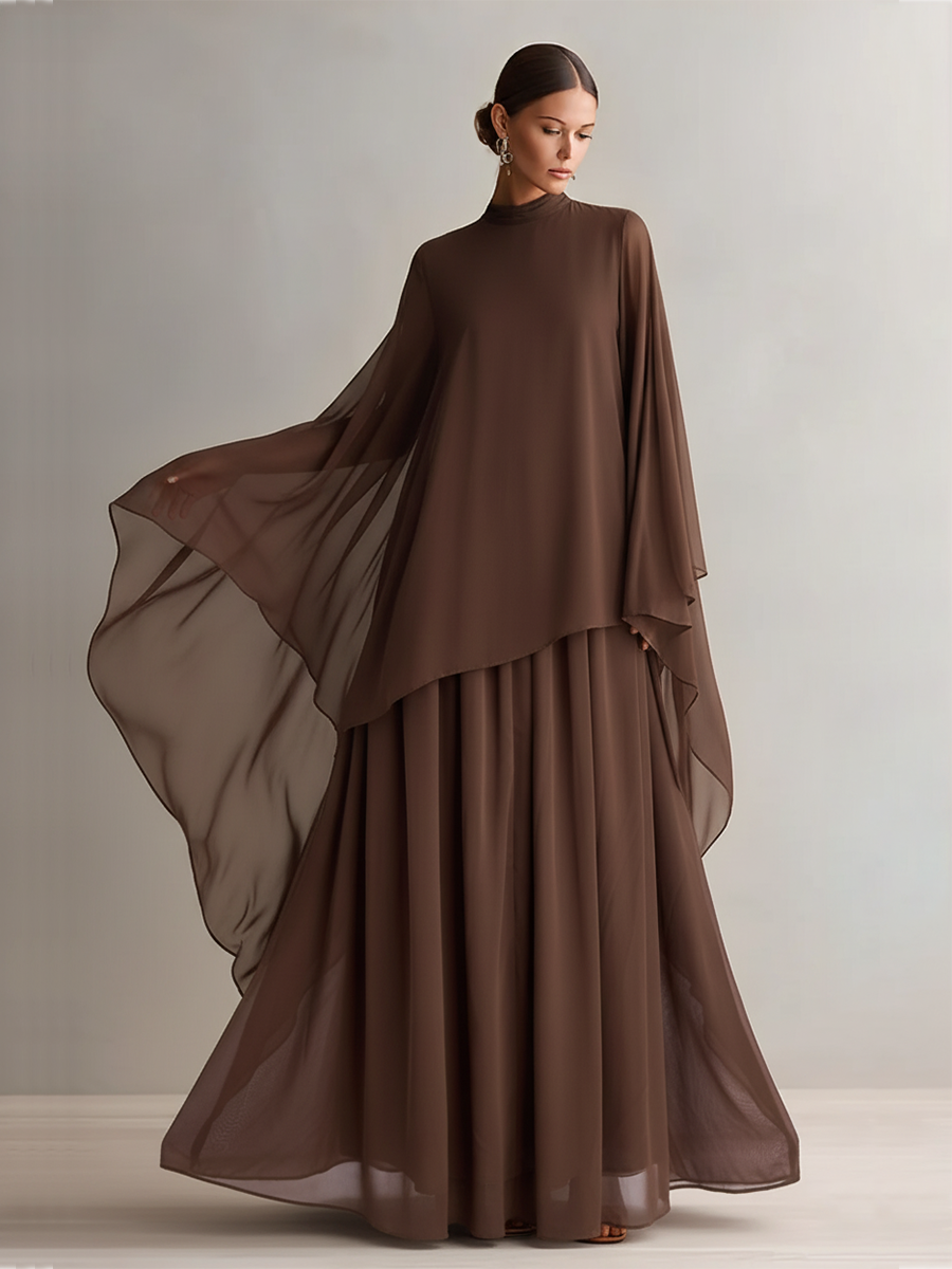 Women's Brown Chiffon Dress – ModClo