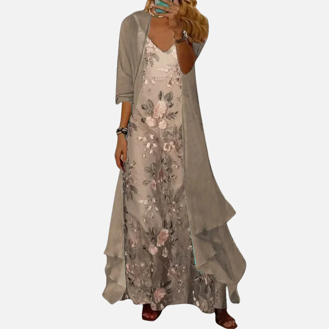 Women's Two Piece Floral Maxi Dress Set