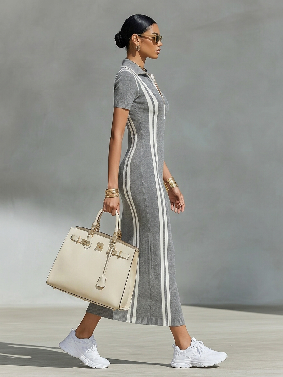 Women's Grey Knit Maxi Dress – ModClo