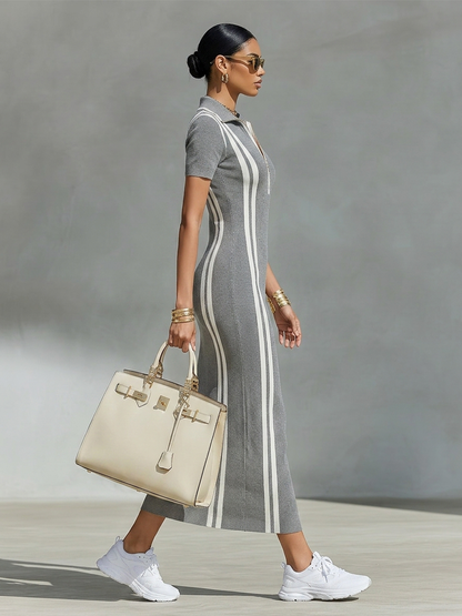 Women's Grey Knit Maxi Dress – ModClo