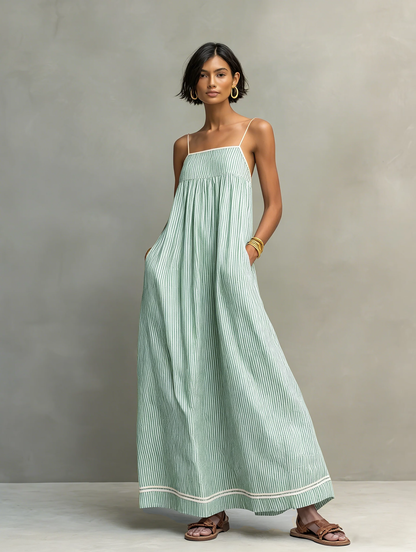 Women's Red Striped Maxi Dress – ModClo