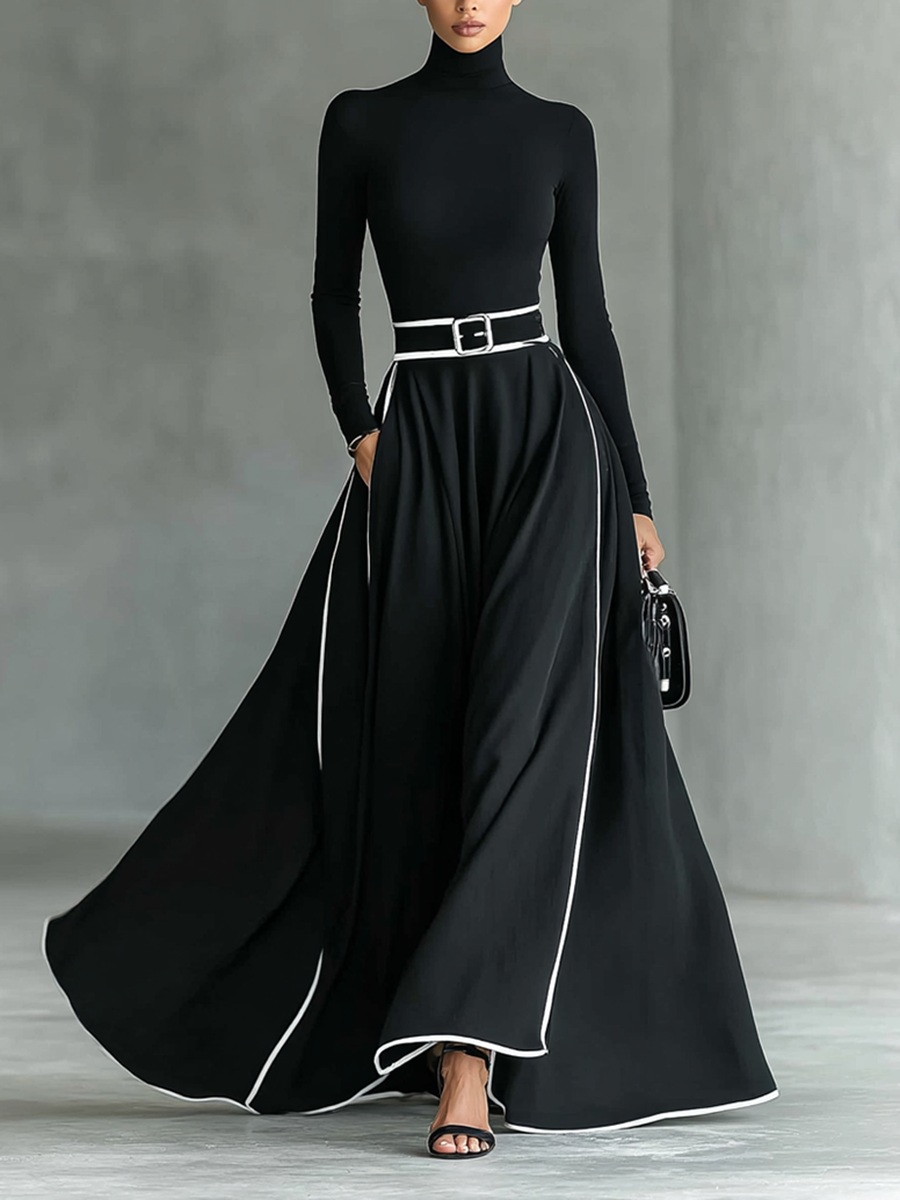 Women's Black Long Sleeve Maxi Dress – ModClo