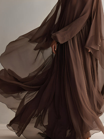 Women's Brown Chiffon Dress – ModClo