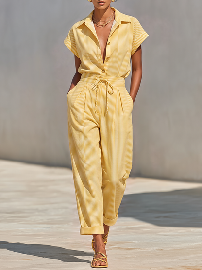 Women's Lemon Vertical Stripe Trousers – ModClo