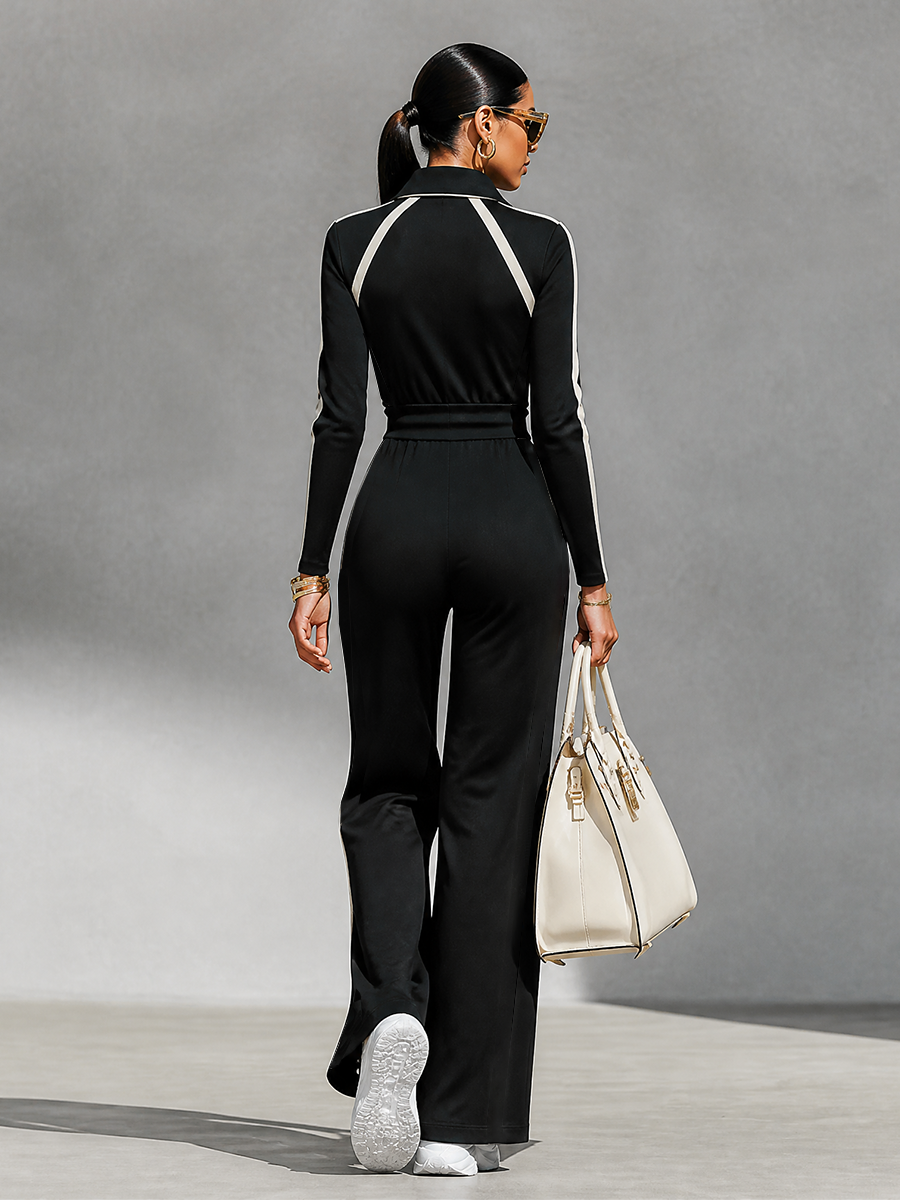 Women's Striped Waist Tracked Jumpsuit – ModClo