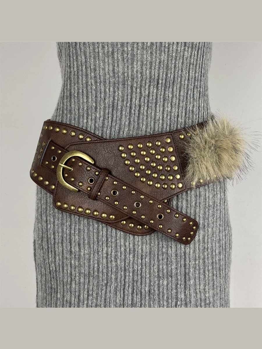 Women's Leather Fur Retro Belt – ModClo