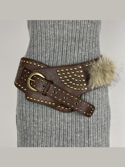 Women's Leather Fur Retro Belt – ModClo